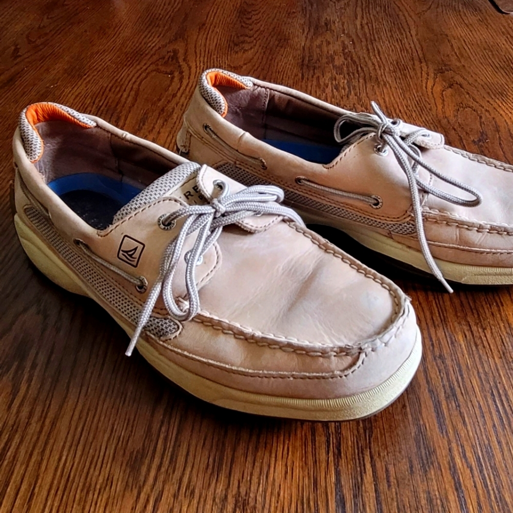 Men's Sperry Lanyard 2-Eye, size 12W, natural leather, khaki